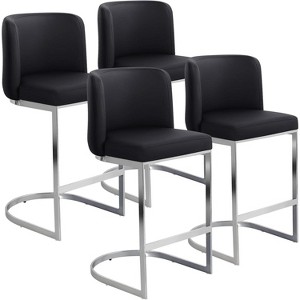 Bekrvio 26" Counter Height Bar Stools - with Back & C-Shaped Metal Frame, Upholstered Chairs for Kitchen Island, Home Bar, Pub - 1 of 4