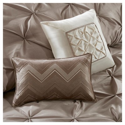Taupe Queen Microfiber 24-Piece Bedding Set with Tufted Details