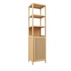 Tall Bamboo Storage Cabinet, Slim Bathroom Cabinet with 3 Tier Shelves, Freestanding Tower Corner Rack Floor Cabinet for Bathroom Living Room Kitchen - 2 of 4