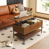 Airsurfer 39.4" Rustic Brown Lift Top Coffee Table, Farmhouse Hidden Storage Coffee Table with Lower Shelf, Sturdy Steel Legs for Living Room - 4 of 4