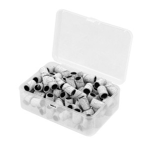 Unique Bargains 100 Pieces 80 Grit Sanding Bands Set with Free Box Drum Sander Sanding Sleeves for Nail Sanding Tools White - 1 of 4