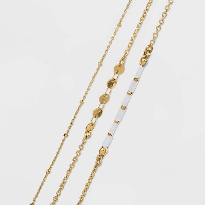 Natural Beads and Discs Anklet Set 3pc - A New Day™ Gold