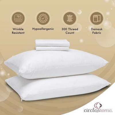 Standard White Cotton Blend Hypoallergenic Pillow Protector