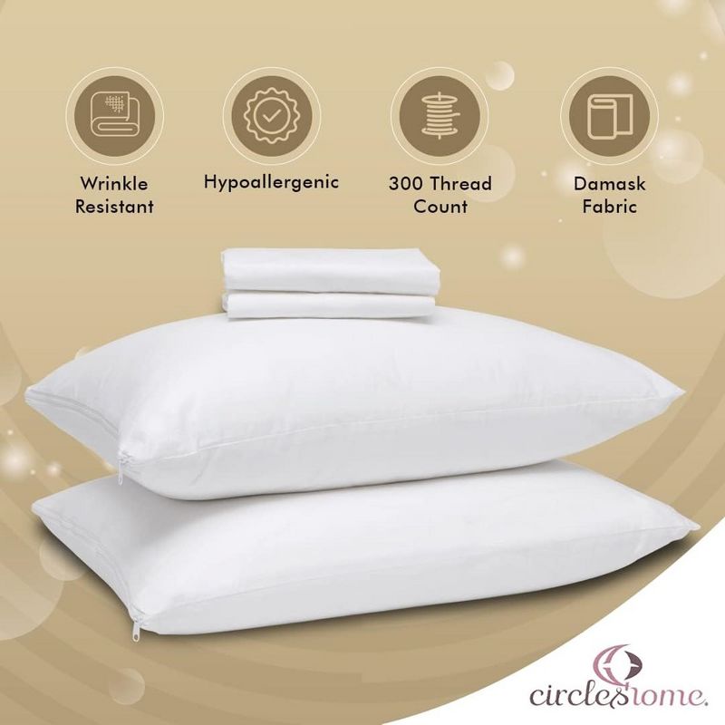 Circles Home Zippered Pillow Protector Cotton Blend White, 3 of 8