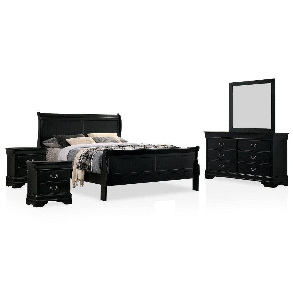 Photos - Bedroom Set 5pc Queen Sliver Sleigh  Black - HOMES: Inside + Out