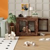 31" Pet Dog Cage Furniture with Dual-Door Design, Farmhouse-Style Heavy-Duty Wooden Kennel Side Table, Chew-Resistant Construction - 3 of 4