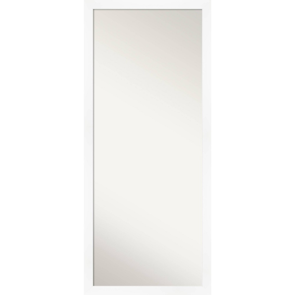 Photos - Wall Mirror 27" x 63" Non-Beveled Cabinet White Narrow Full Length Floor Leaner Mirror - Amanti Art