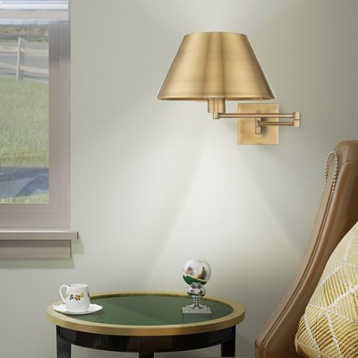 Elegant Brushed Nickel Swing Arm Wall Lamp with Hand-Crafted Shade