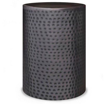 Ledger Metal Side Table Hammered Antique Copper - WyndenHall: Round, Scratch-Resistant, No Assembly Required