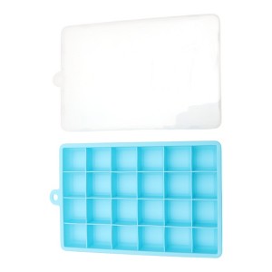 Unique Bargains Ice Mould 24-Cavity Square Ice Tray with Lid Hand Wash Only Silicone 7.28"x4.53"x1.18" 1 Pc - 1 of 3