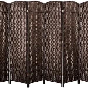 8 Panel Folding Room Divider, Privacy Screen with Double Hinges, Hand-Woven Wicker Partition for Bedroom, Office, Living Room-The Pop Home - 1 of 4
