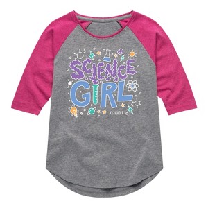 Girls' - Instant Message - Science Girl Shirt Tail Raglan Graphic T-shirt - 1 of 3