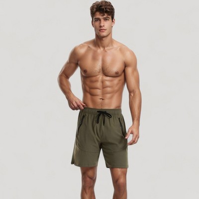 Anna-Kaci Swim Men's Swim Trunks with Zipper Pockets and Adjtable Drawstring Waistband for Everyday Comfort - Small, Olive Green — фото 6