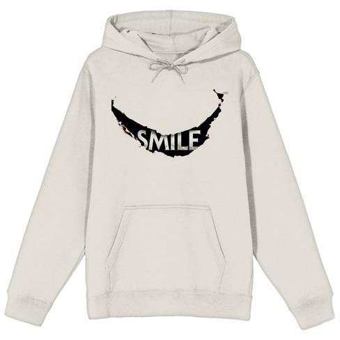 Smile Scratch Mouth Logo Long Sleeve Adult Sand Hooded Sweatshirt - image 1 of 2