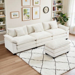 EHMKNP 112" L-Shaped Modular Sectional Sofa – Comfy Cloud Couch with Movable Ottoman, Deep Seat Cushions for Living Room - 1 of 4