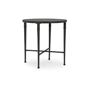 Signature Design by Ashley Cadeburg Round Mirrored Top Accent Table, Black - 1 of 4
