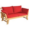 Tangkula Outdoor Folding Daybed Patio Acacia Wood Convertible Couch Sofa Bed TurquoiseRed WhiteDark Grey - 4 of 4