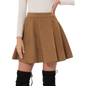 INSPIRE CHIC Women's Basic Faux Suede Flared Casual Mini Skater Skirt - 1 of 4