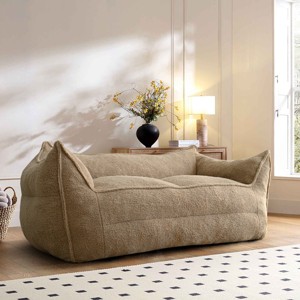 Boucle Bean Bag Sofa,Upholstered Double Bean Bag Chair,Bean Bag Couch For Adults and Kids-Tanpinhause - 1 of 4