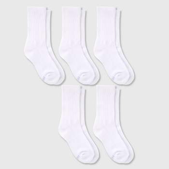 Hanes Premium Girls' Pure 5pk Crew Socks White