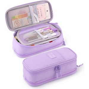 Paaaawaters Durable Pen Pencil Case Big Storage Pen Pouch Bag for School Supplies Office College Teen Girls Adults, Purple - 1 of 4