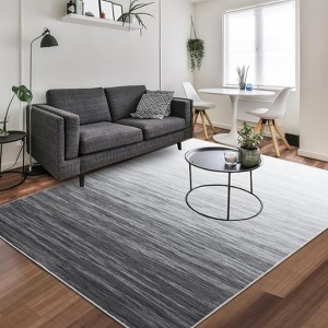 Gradient Color Contemporary Area Rug - Machine Washable Modern Ombre Carpet, Non-Slip Non-Shedding Throw Rug for Living Room Bedroom Laundry - 1 of 4