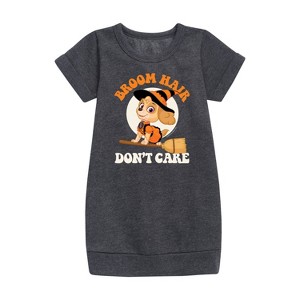 - Paw Patrol - Broom Hair Don't Care Graphic Short Sleeve Fleece Dress - 1 of 4