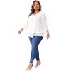 Agnes Orinda Women's Plus Size V Neck 3/4 Sleeve Double Layers Ruffle Chiffon Dressy Casual Blouses - 3 of 4