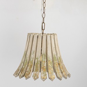 Rustic Pendant Light with Distressed White and Green Finish, Vintage-Inspired Hanging Lamp Shade, 1pc - 1 of 4