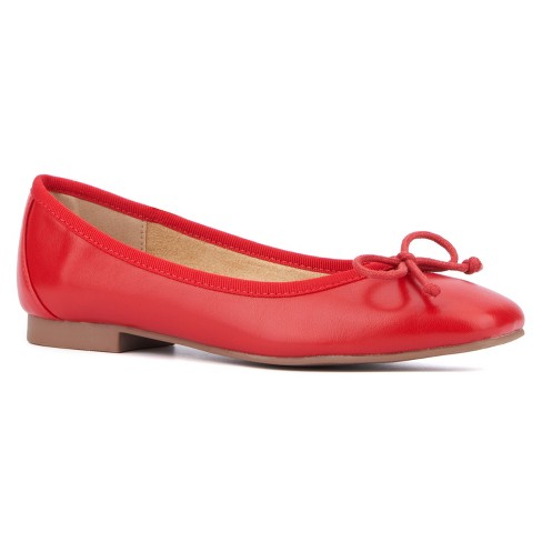 New York & Company Women's Paulina- Square Toe Ballet Flats - 8, Red ...