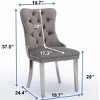 MYINDA Modern Tufted Solid Wood Velvet Upholstered Dining Chairs with Chrome Plated Stainless Steel Legs and Nailhead Accents, Set of 2 - 2 of 4
