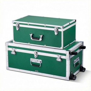 トランクセット VEVOR Metal Storage Trunk, Set of 2, Wooden Suitcase Storage Boxes