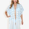 Anna-Kaci Swim Women's Sheer Striped Duster Cover-Up With Ruffled Hem And Open Front- One Size Fits Most, Blue - 3 of 4
