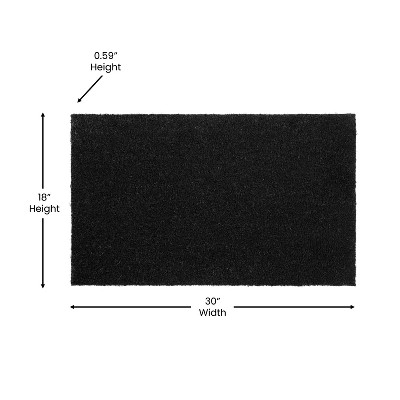Solid Black Natural Coir 18" x 30" Outdoor Doormat with Non-Slip Backing