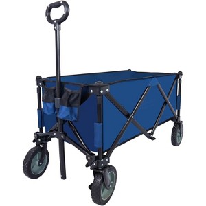 Acekool 225 lbs Folding Garden Wagon, Collapsible Cart with 7" 360° Swivel Wheels, Adjustable Handle for Camping, Sports, Yard, Outdoor - 1 of 4