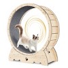 37'' Cat Exercise Wheel with Carpeted Runway Silent Indoor Running Wheel for Large Cats Sturdy Solid Wood Treadmill - LAOTIES - 3 of 4