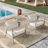 Okak Boho Style Outdoor Accent Chairs Upholstered Club Chairs,Set of 1/2,Patio Acacia Conversation seat for Porch,Garden&Backyard,400lbs Max - 2 of 4