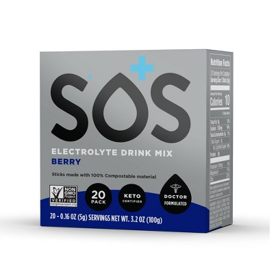 SOS Hydration Electrolyte Drink Mix - Berry - 20pk