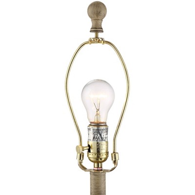 Serena Country Cottage Beige Faux Wood Table Lamps Set with Oatmeal Shade