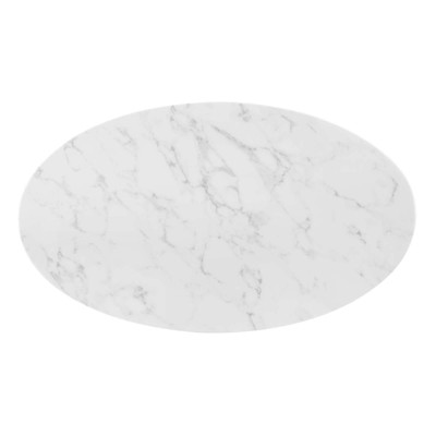 48" White Marble and Gold Pedestal Dining Table