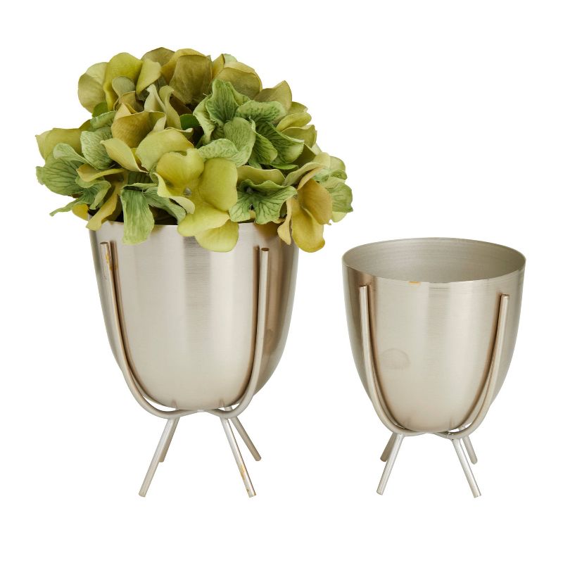 2pc Contemporary Metal Planter Pots - Olivia & May, 2 of 7