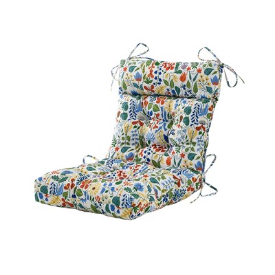ARTPLAN Patio Chair Cushions Combined Seat and Back,Tufted Outdoor Swivel Chair Cushion with Tie,44"x20"x4"，1 Count,Floral