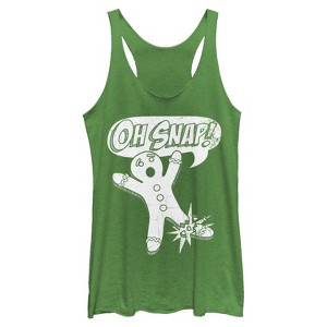Women's Lost Gods Oh Snap Gingerbread Man Racerback Tank Top - 1 of 3