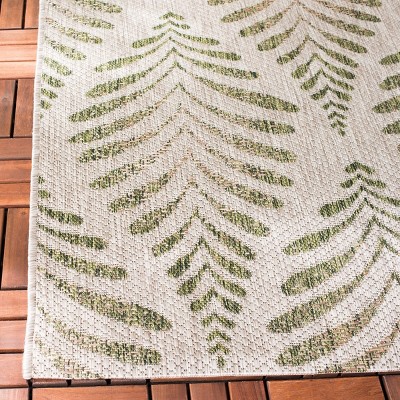 Courtyard Zale 6'7" Square Beige and Green Indoor/Outdoor Rug
