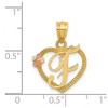Black Bow Jewelry 14k Two Tone Gold Grace Collection 15mm Heart Initial F Pendant - 4 of 4