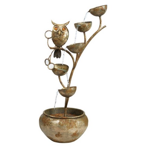 Amazon Com Grasslands Road Ceramic Owl Fountain 5 Inch Tabletop Garden Fountains Garden Outdoor