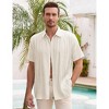 Men's Cotton Linen Shirts Relaxed Fit Short Sleeve Beach Button Down Shirt Button Up Pleats Guayabera Shirts - 3 of 4