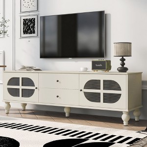 NicBex TV Stand for 75 Inch TV with Fluted Glass Doors,TV Entertainment Center with 2 Cabinets and 2 Drawers,TV Console Table for Living Room - 1 of 4