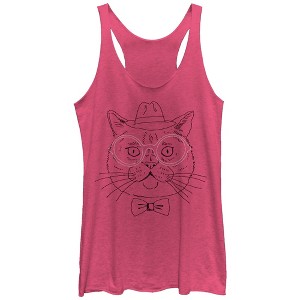 Women's Lost Gods Bow Tie Cat Racerback Tank Top - 1 of 3