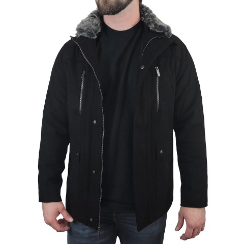 Victory Outfitters Men's Wool Blend Faux Fur Jacket Black M